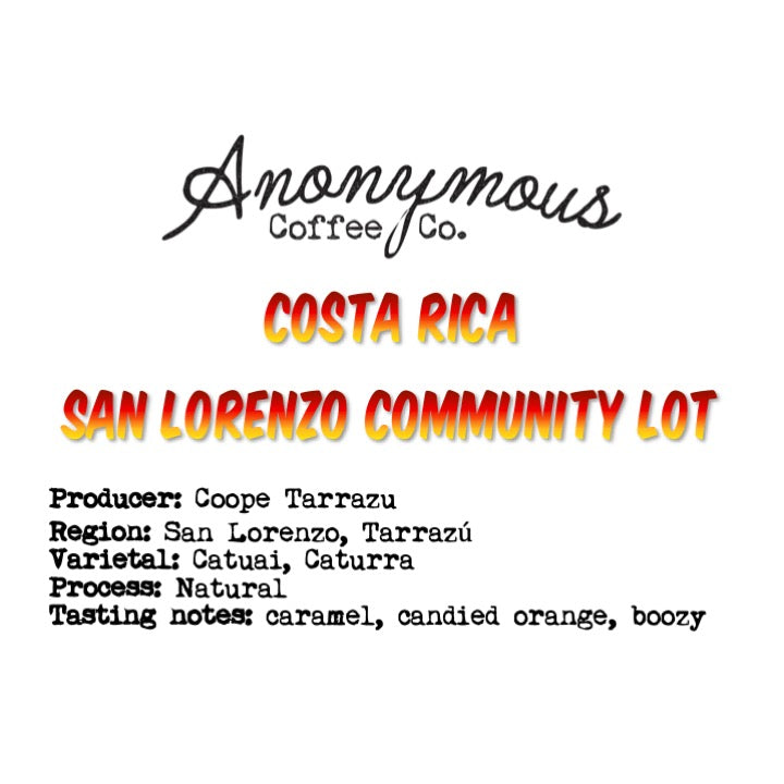 Costa Rica, San Lorenzo, Natural by Anonymous Coffee Co.