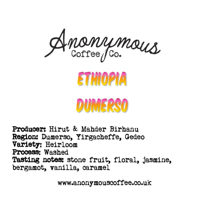 Ethiopia, Dumerso, Washed by Anonymous Coffee Co.