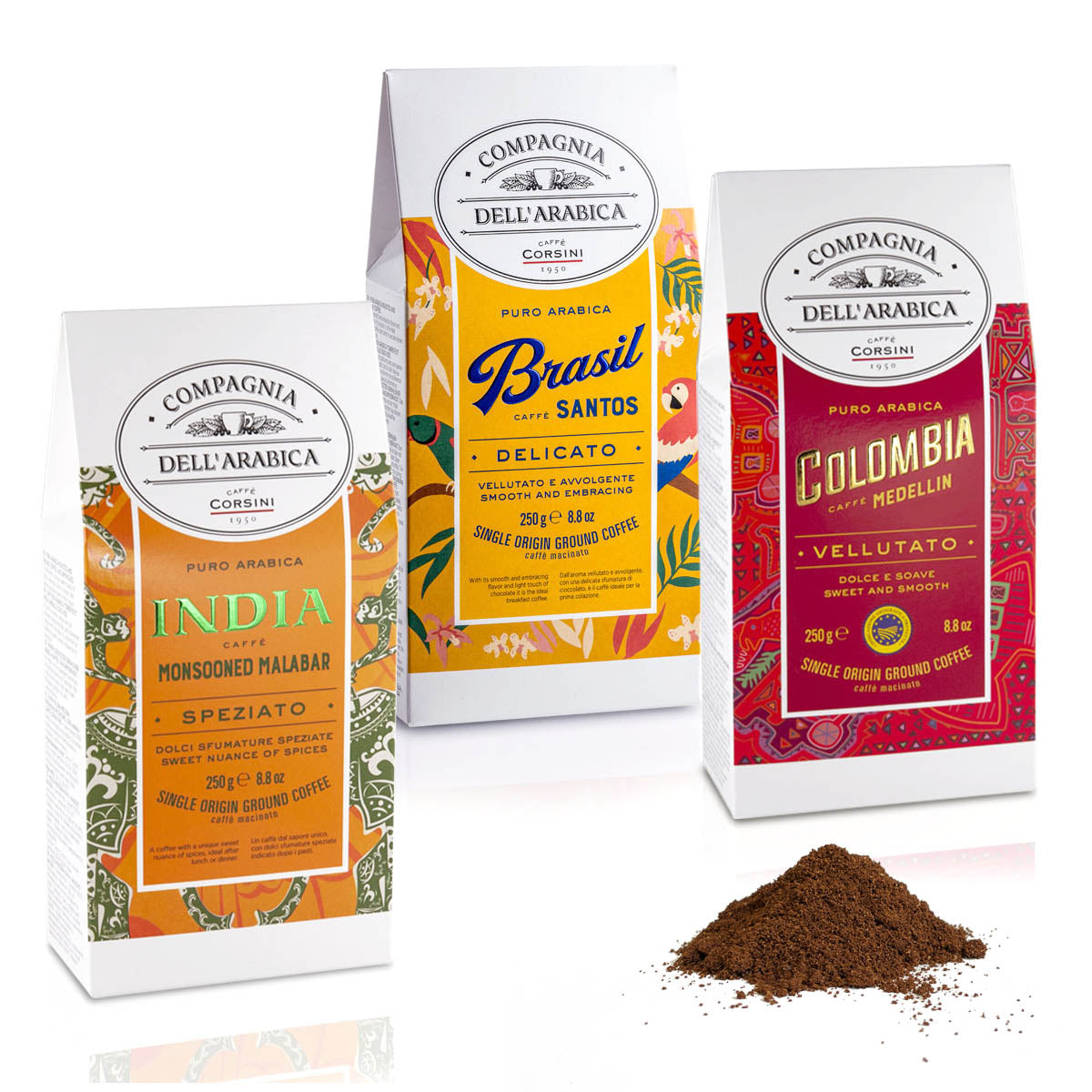Ground coffee | Colombia - India - Brasil | 3 X 250g by…