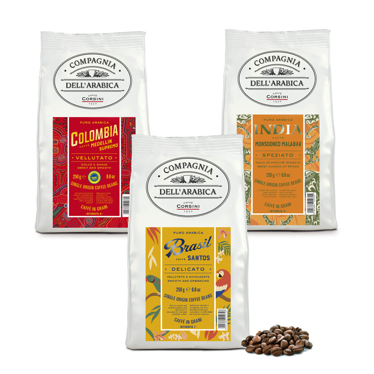 Coffee beans | Colombia - India - Brazil | 3 X 250g by…