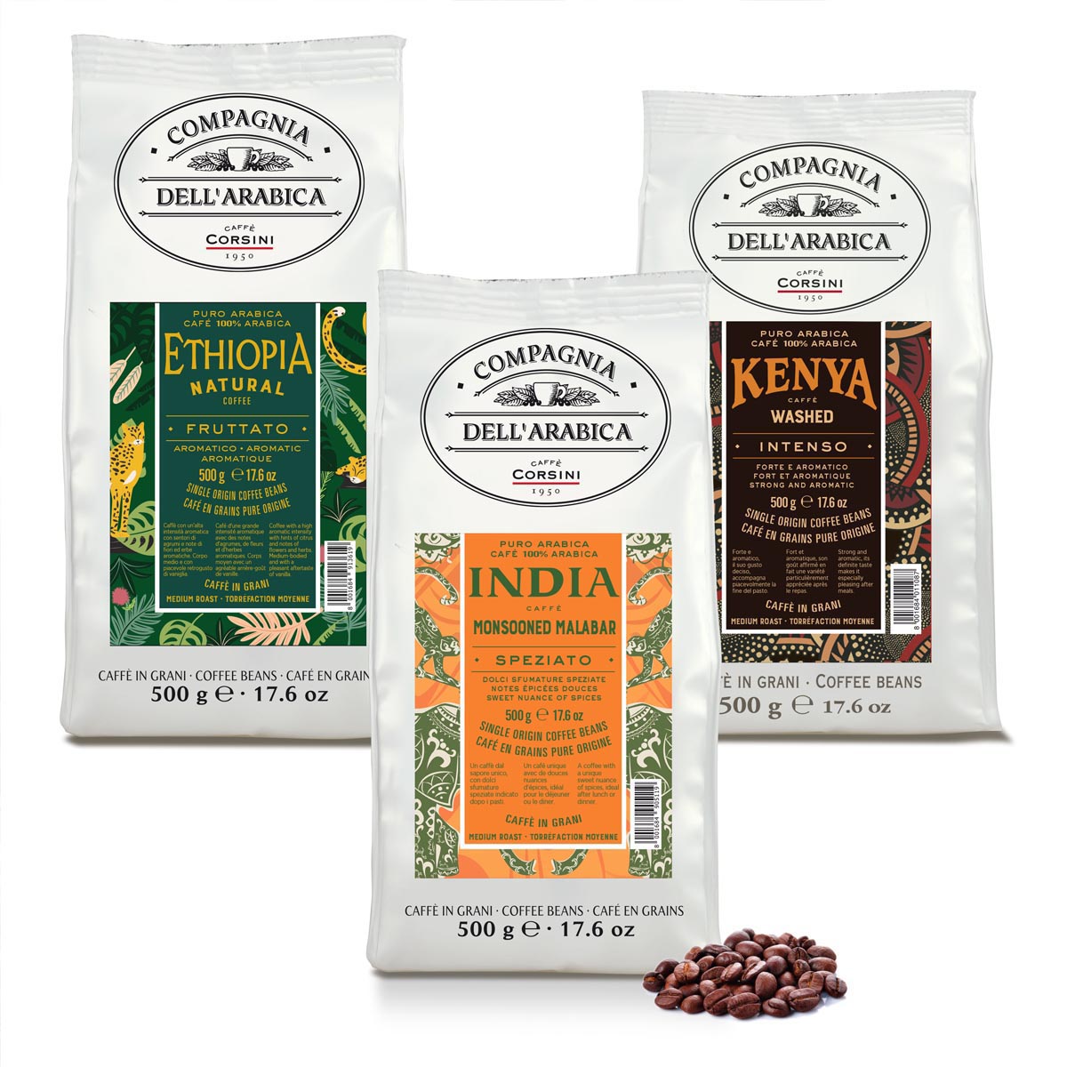 Coffee beans set | Ethiopia, India, Kenya | 3 x 500g…