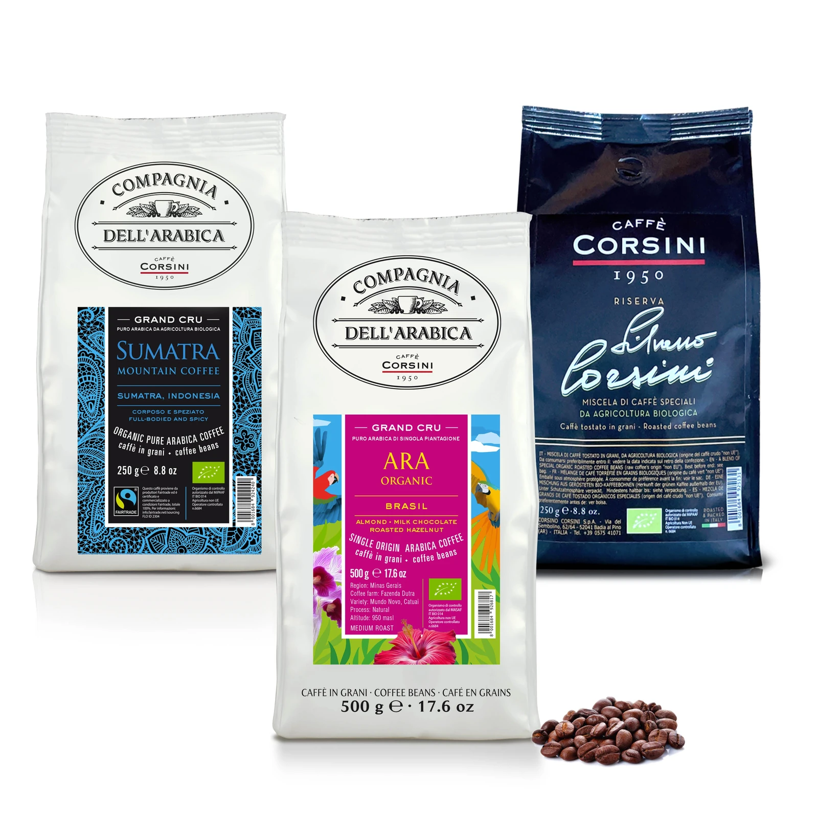 Coffee Beans | Sumatra BIO, Ara Organic, Riserva Silvano…