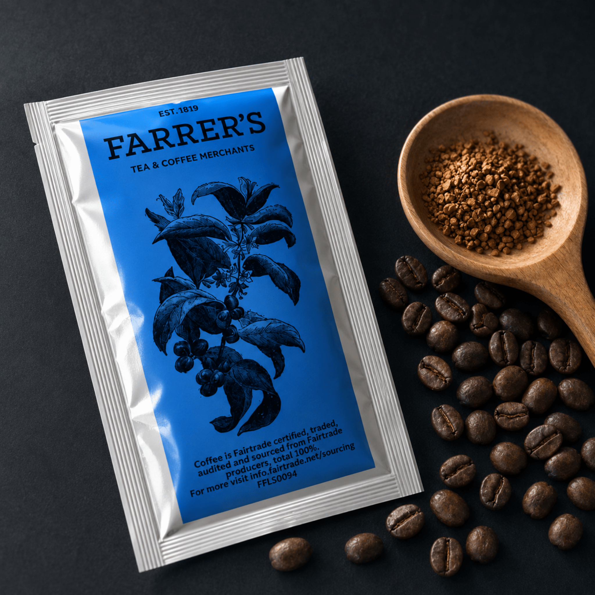 Fairtrade Decaff Instant Coffee Sachets by Farrers Coffee