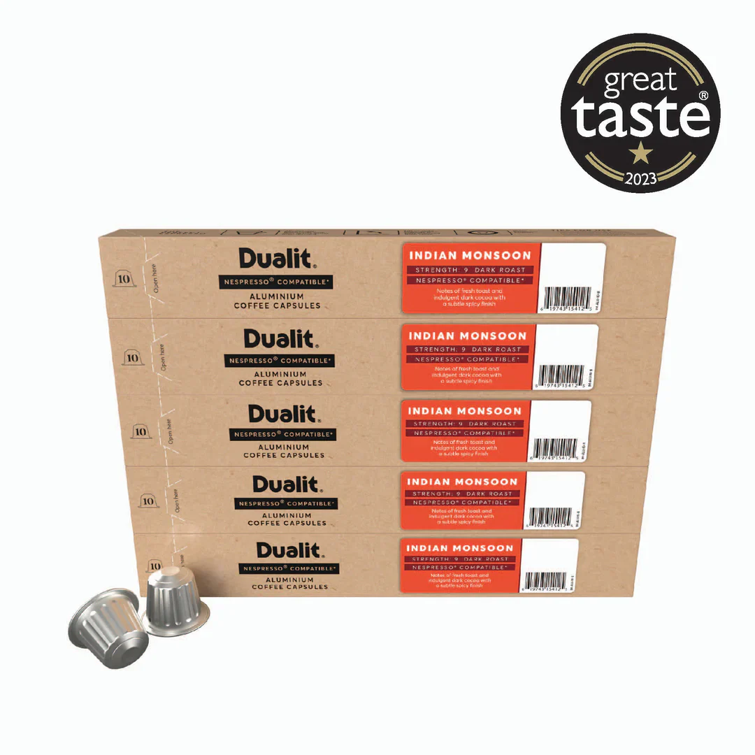 Indian Monsoon recyclable Coffee pods by Herbert and Ward