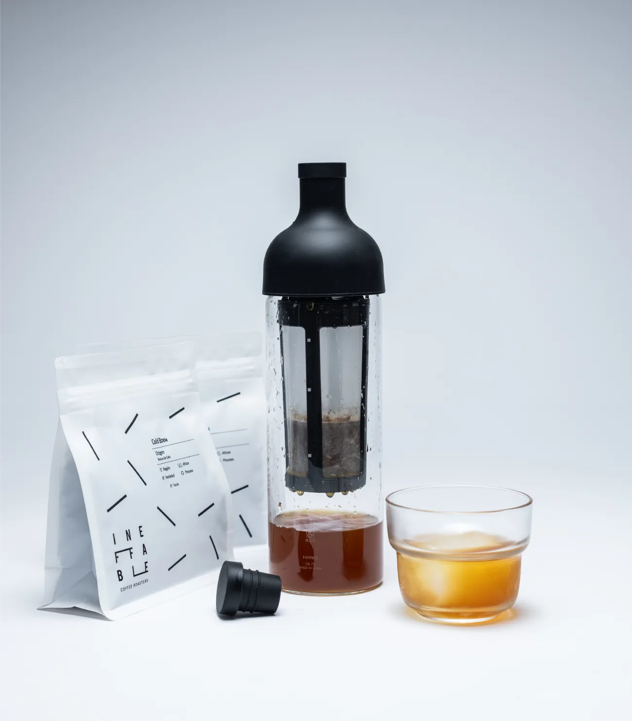 Hario Bottle with Filter + 2x250g Cold Brew Coffee Pack by Ineffable Coffee