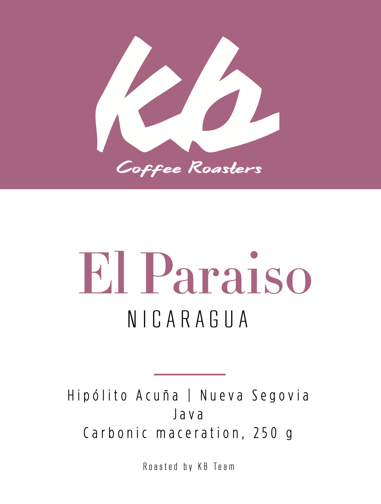 Espresso - Nicaragua - Paraiso by KB Coffee Roasters