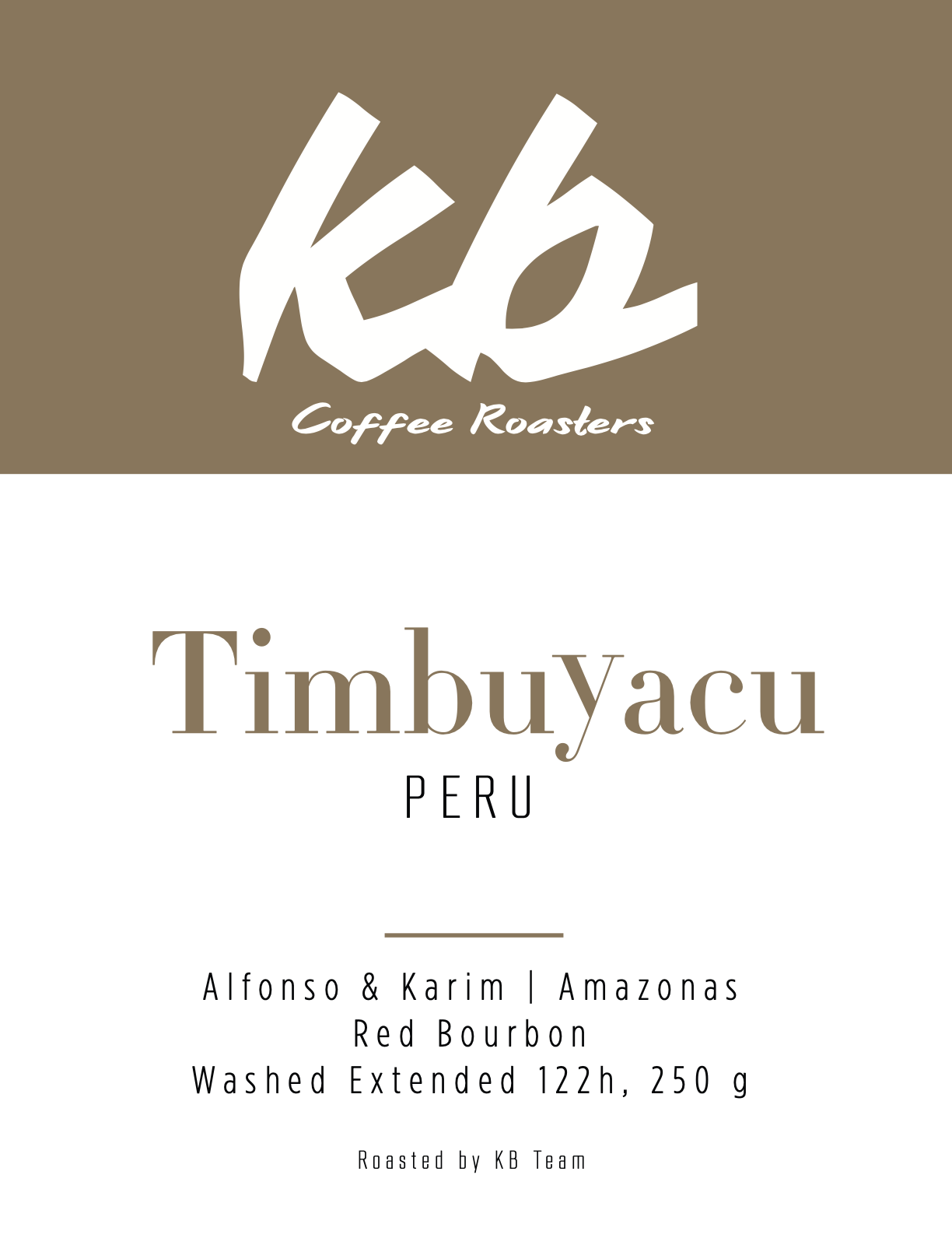 Espresso - Peru - Timbuyacu 122H by KB Coffee Roasters
