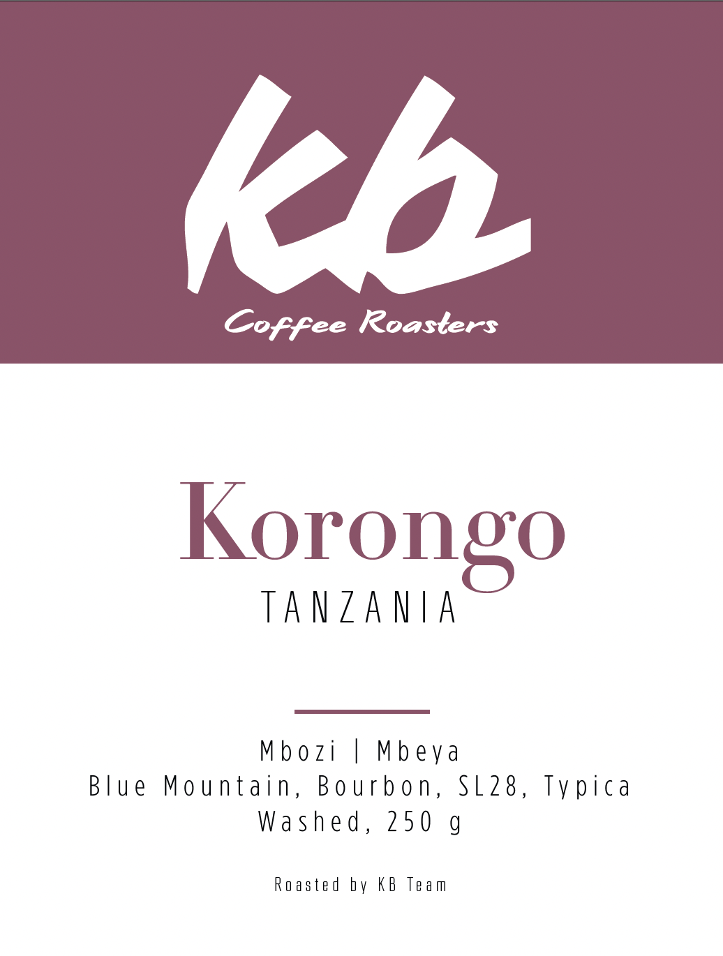Espresso - Tanzania - Korongo by KB Coffee Roasters