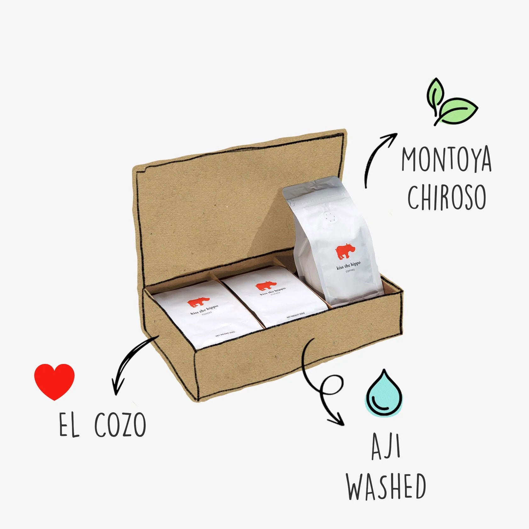 Colombian Taster Pack by Kiss the Hippo Coffee
