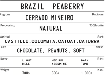BRAZIL PEABERRY €13.00 – €35.00Price range: €13.00 to €35.00 — Brazil by Kokomo Coffee Roasters