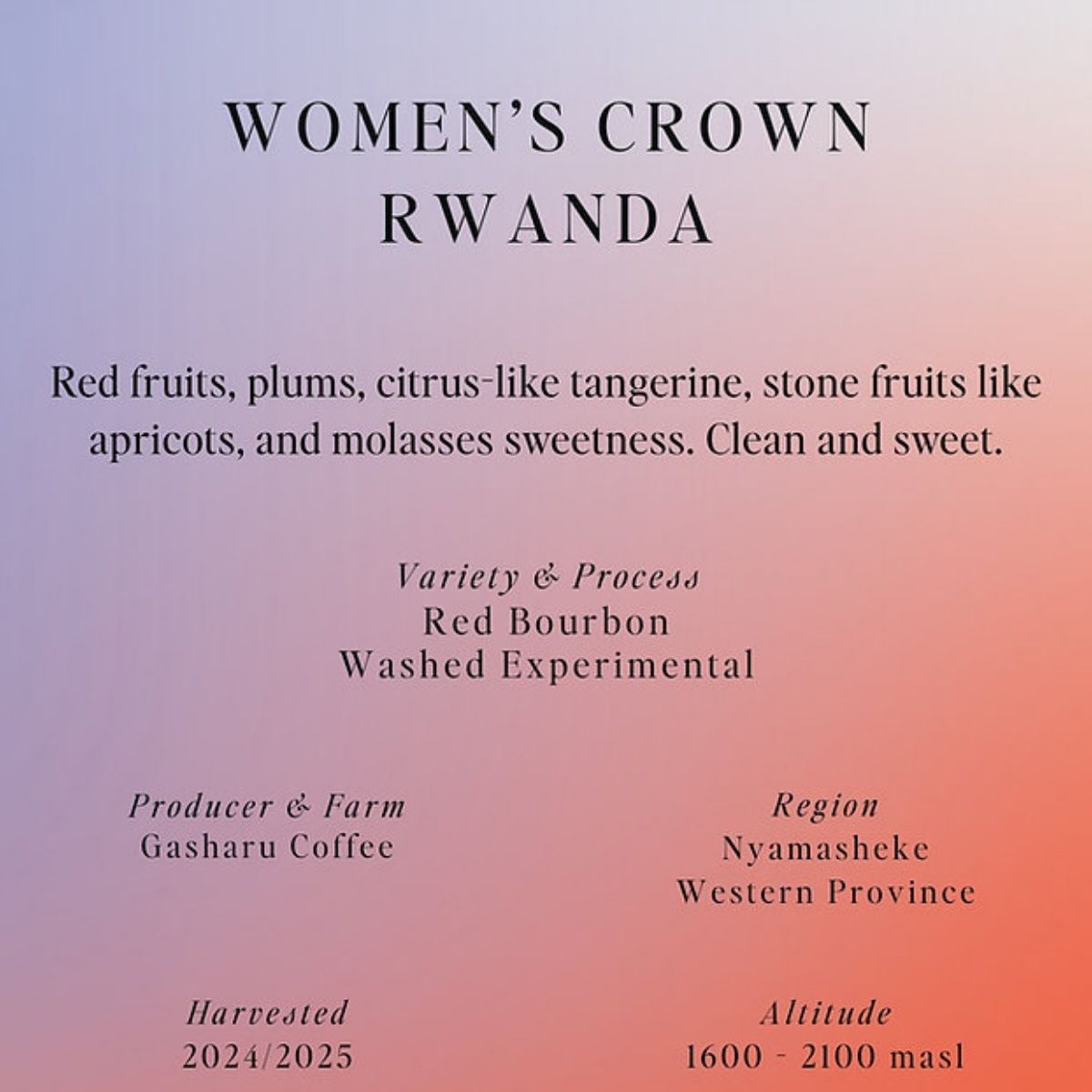 Rwanda "Women's Crown" Experimental Washed Rwanda - Sumo…