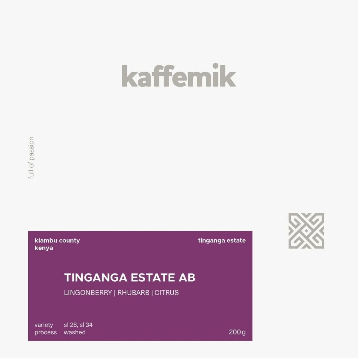 Kenya "Tinganga Estate" Washed SL28 + SL34 - Kaffemik by…