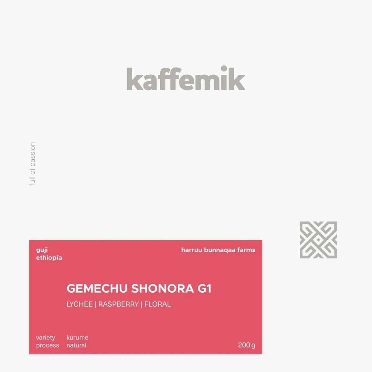 Ethiopia "Gemechu Shonora G1" Natural Kurume - Kaffemik…