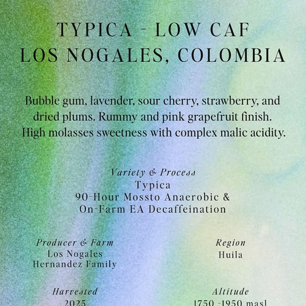 Colombia "Low Caf" Anaerobic Mosto + EA Decaf Typica…